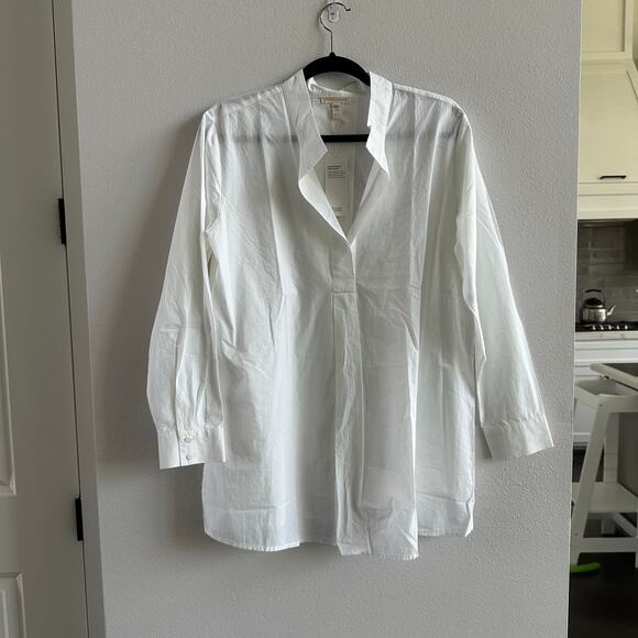 Eileen Fisher Tops - Eileen Fisher Washed Organic Cotton Poplin Stand Collar Top New Size Medium
